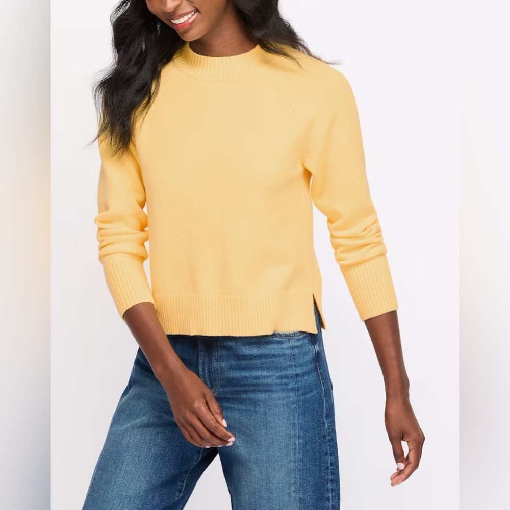 City Blues Mock Neck Raglan Long Sleeve Sweater, Yellow, Size Medium, Stitch Fix
